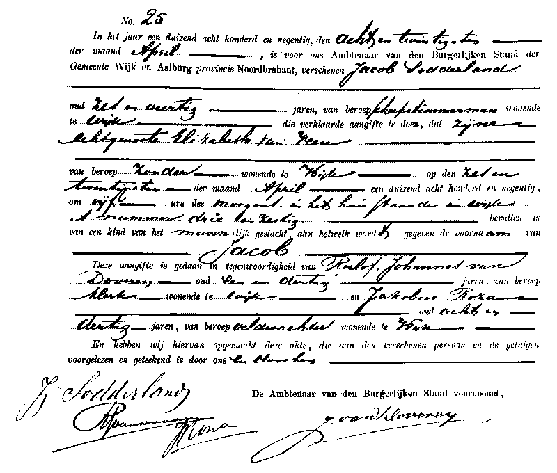 18900428 geb akte 25 Jacob zv J Sodderland - E v Veen